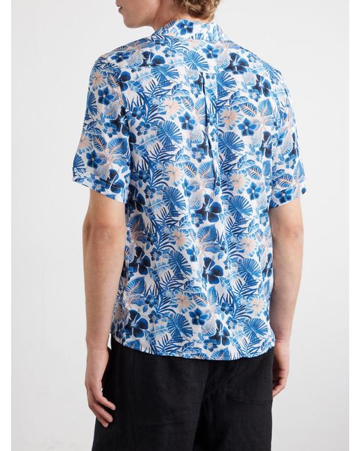 Vilebrequin Blue Charli Camp-Collar Printed Shirt for men