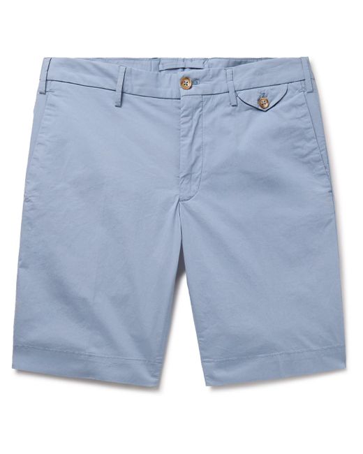 Incotex Blue Slim-Fit Stretch-Cotton Poplin Bermuda Shorts for men
