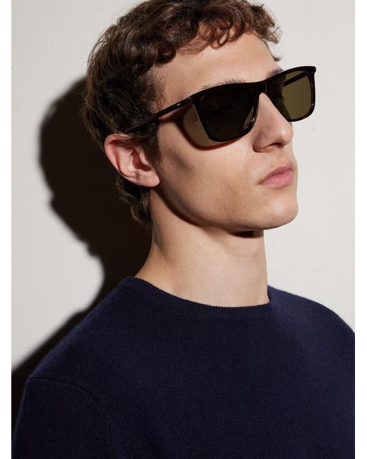 Saint Laurent Gray Square-Frame Acetate Sunglasses for men
