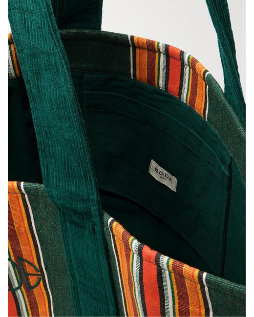 Bode Parakeet Tote aus Cord und Canvas mit Streifen und Logostickerei in Green für Herren