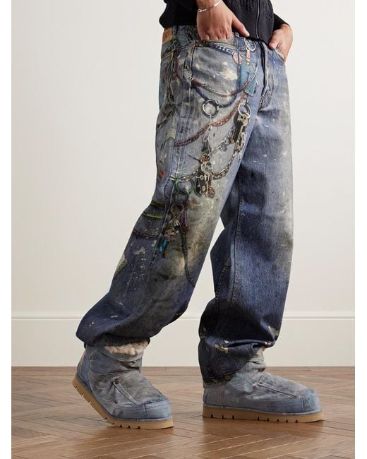 Acne Blue Shearling-Lined Trompe L'Oeil Suede Boots for men