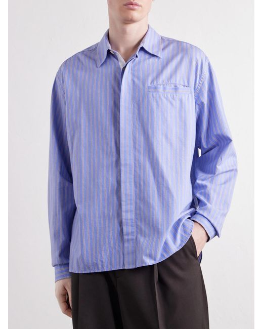 Oliver Spencer Blue Mulvey Striped Cotton Shirt for men