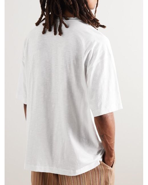 T-shirt in jersey di cotone biologico con ricamo Smile di YMC in White da Uomo