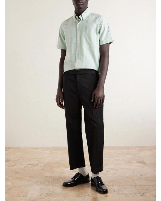 Thom Browne Green Button-down Collar Striped Cotton Oxford Shirt for men