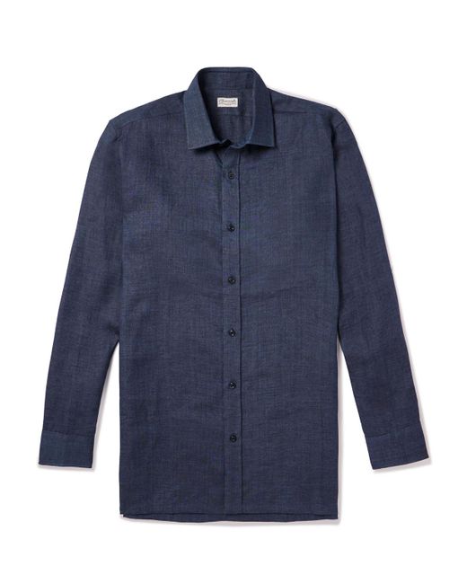 Charvet Blue Linen Shirt for men