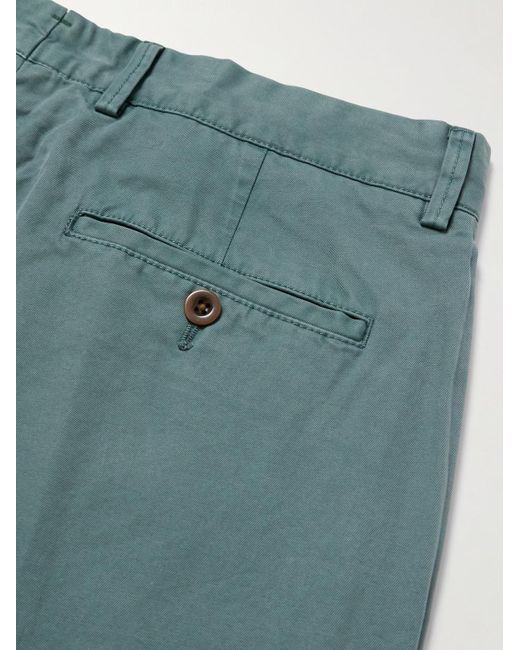 Sid Mashburn Green Field Slim-Fit Tapered Garment-Dyed Cotton-Twill Trousers for men