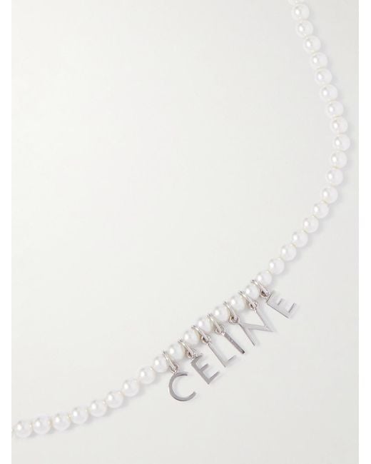 Céline Kette mit silberfarbenen Details und Kunstperlen in White für Herren