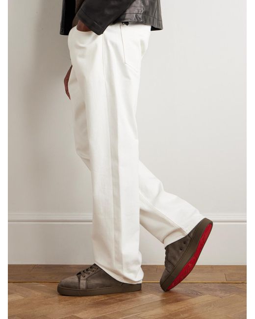 Christian Louboutin Brown Louis Junior Grosgrain-trimmed Suede Sneakers for men