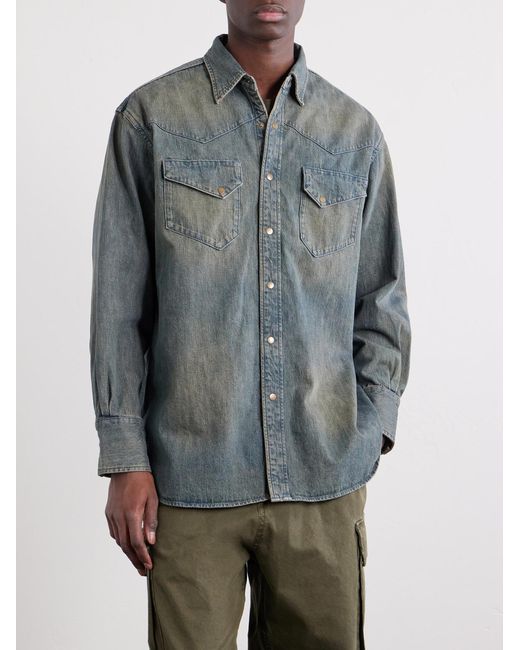 Beams Plus Blue Western Double Dye Denim Shirt for men