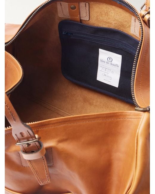 Bleu De Chauffe Brown Leather Weekend Bag for men