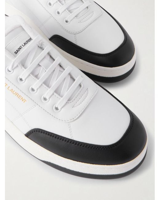 Saint Laurent White Sl/61 Two-Tone Leather Sneakers for men