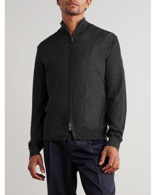 N.Peal Cashmere Blue Stanley Tucci Cashmere And Silk-Blend Zip-Up Cardigan for men