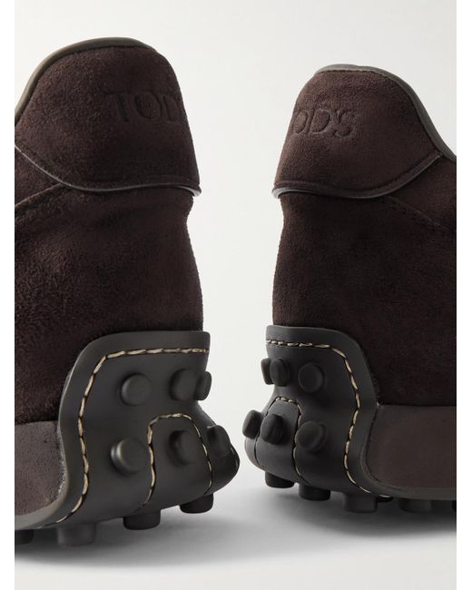 Tod's Black Sportivo Active Rubber-Trimmed Suede Sneakers for men