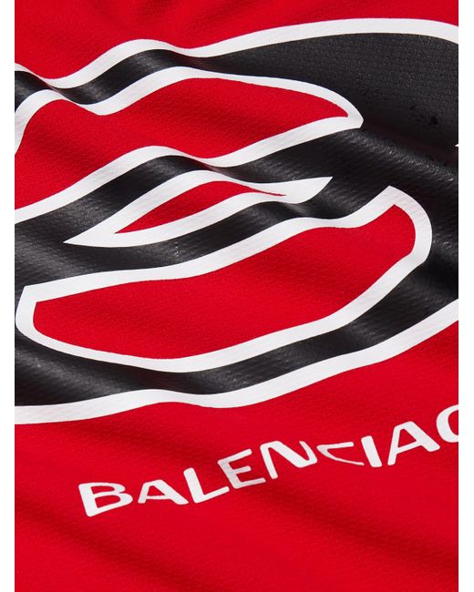 Balenciaga Red American Football Oversized Printed Piqué T-Shirt for men