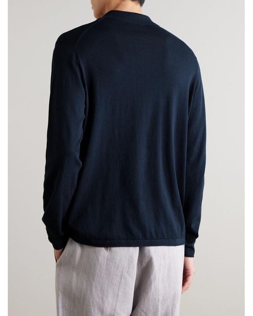 NN07 Blue Sammy 60047 Cotton And Silk-Blend Polo Shirt for men
