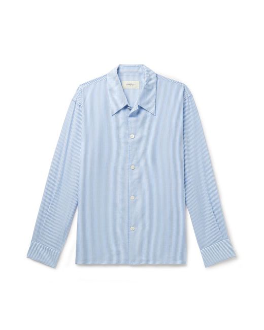 Second Layer Blue Striped Cotton-blend Poplin Shirt for men