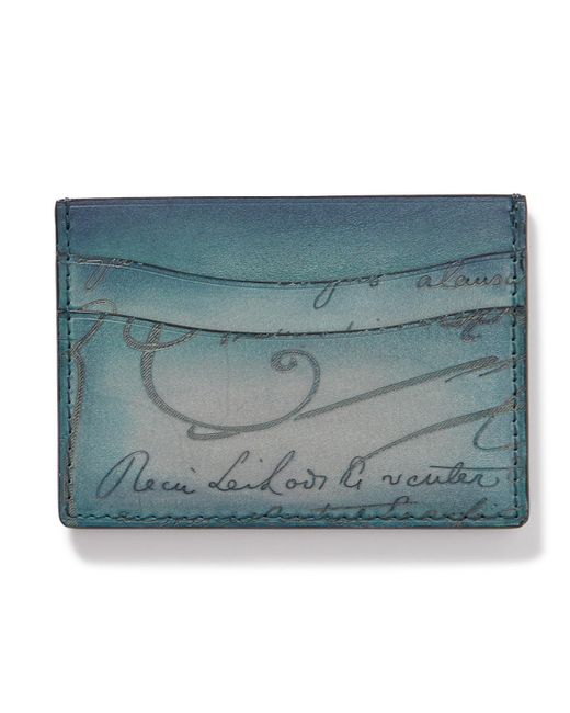 Berluti Blue Bambou Neo Scritto Venezia Leather Cardholder for men