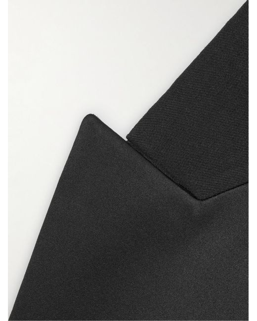 Giacca da smoking slim-fit in lana grain de poudre con finiture in raso di Saint Laurent in Black da Uomo
