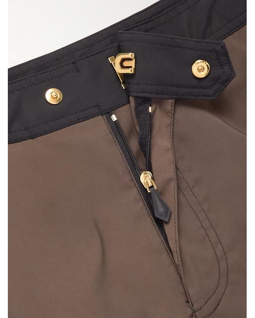 Tom Ford Brown Straight-Leg Mid-Length Striped Swim Shorts for men