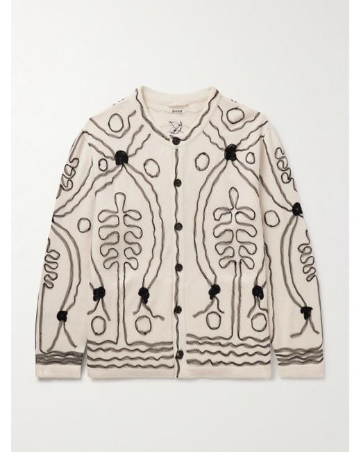 Bode Natural Winter Garden Tulle-appliquéd Cashmere Cardigan for men