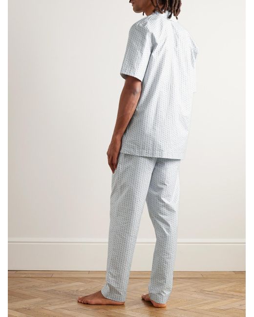 Hanro Carl Pyjama aus Popeline aus mercerisierter Baumwolle mit Jacquard-Logostreifen in White für Herren