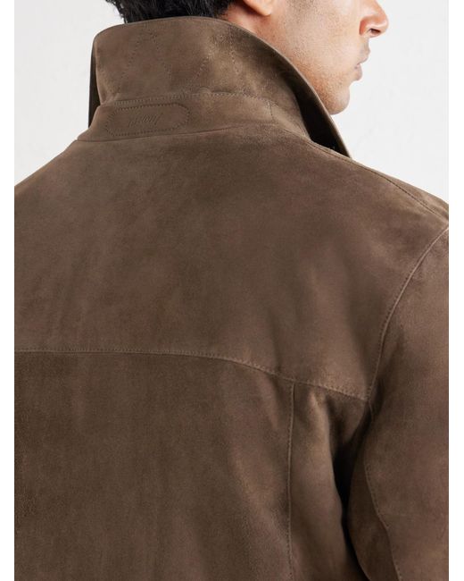 Brioni Brown Suede Blouson Jacket for men