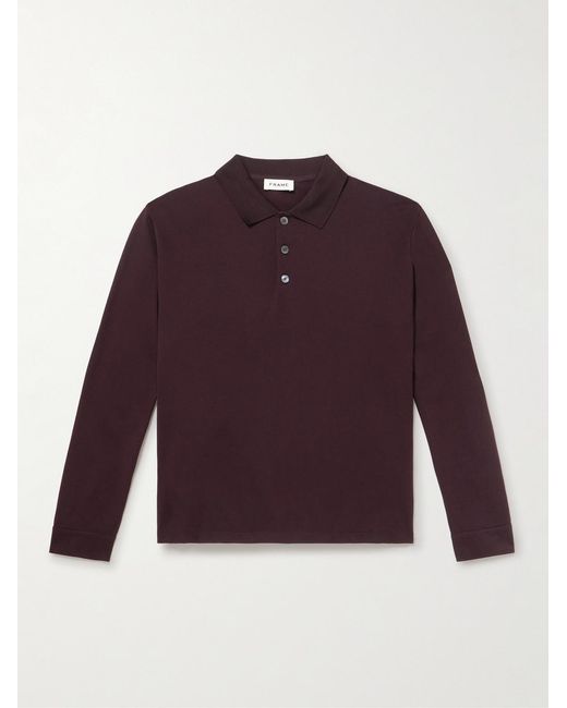 FRAME Purple Mercerised Cotton-piqué Polo Shirt for men