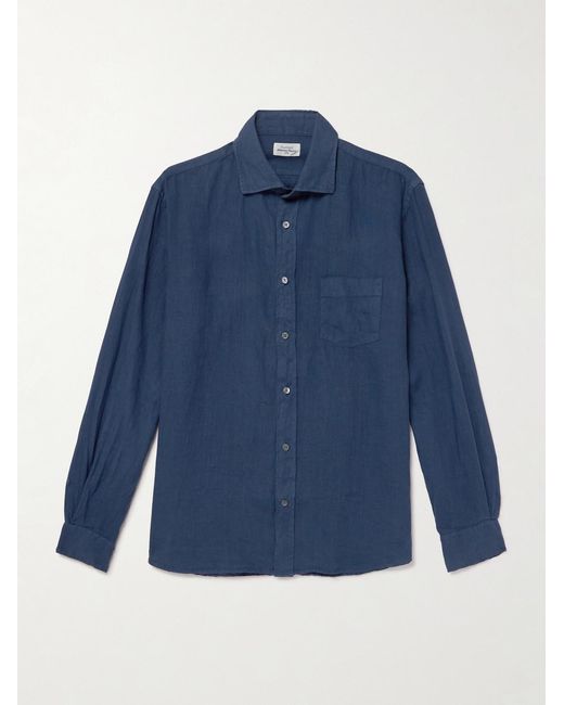 Hartford Blue Paul Pat Linen Shirt for men