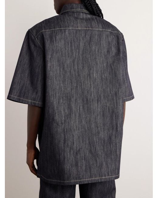 Gucci Blue Oversized Logo-jacquard Organic Denim Shirt for men