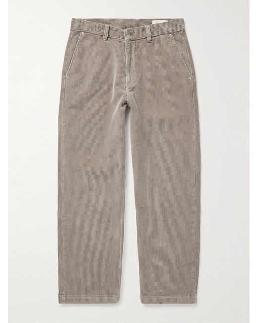 mfpen Gray Straight-Leg Cotton-Corduroy Trousers for men
