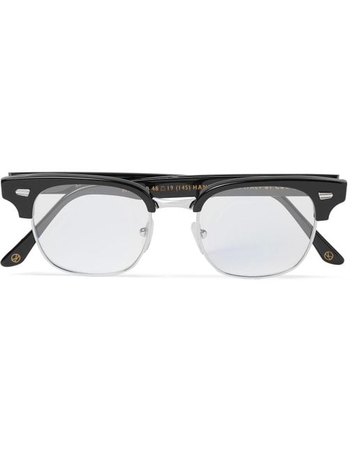 Kingsman Black Cutler And Gross Merlin's Square-frame Acetate And Silver-tone Optical Glasses for men