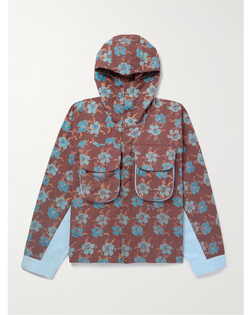 STORY mfg. White Forager Floral-print Organic Cotton-twill Hooded Jacket for men