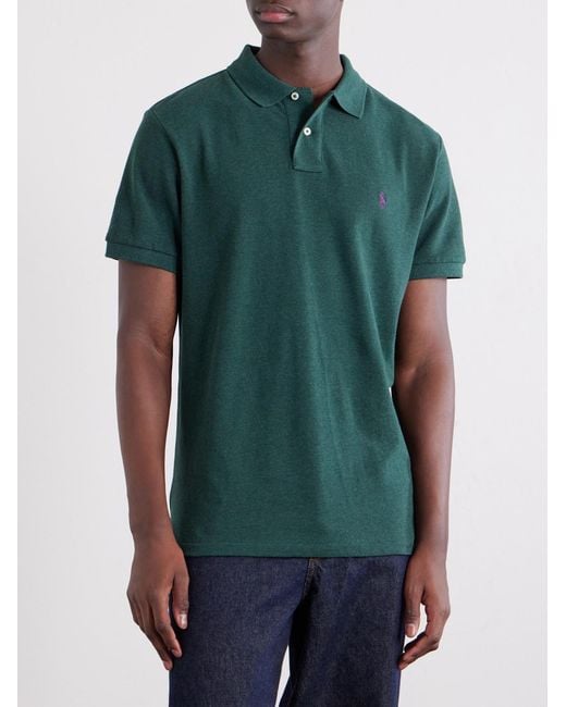 Polo Ralph Lauren Green Logo-Embroidered Cotton-Piqué Polo Shirt for men