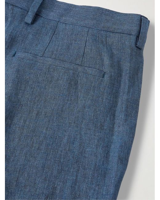 Paul Smith Blue Slim-Fit Tapered Linen Trousers for men