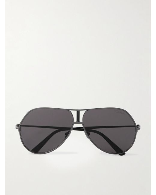 Tom Ford Black Rickie-02 Aviator-style Gunmetal-tone Sunglasses for men