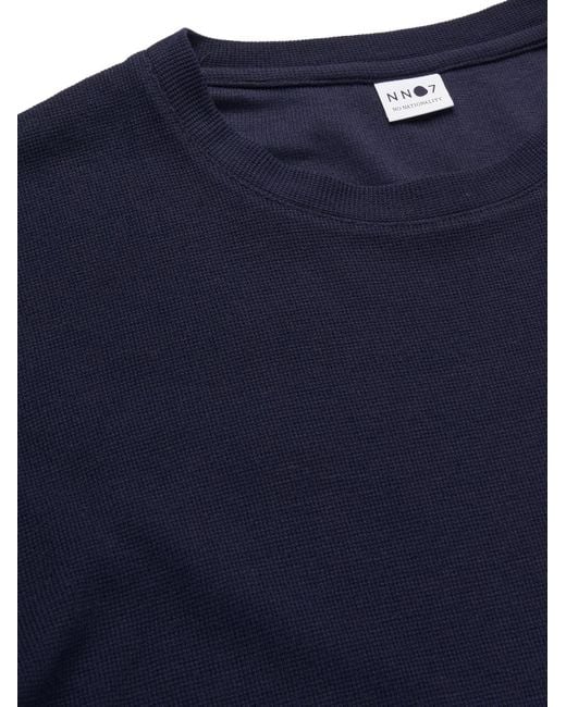 NN07 Blue Clive Waffle-Knit Cotton And Modal-Blend T-Shirt for men