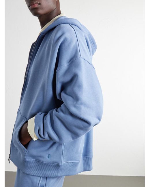 The Elder Statesman Blue Cotton-Jersey Zip-Up Hoodie for men
