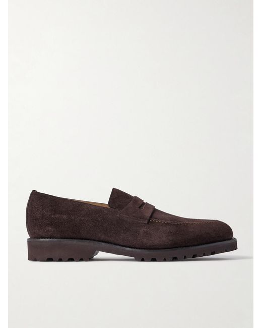 Majordome Brown M08 Suede Penny Loafers for men