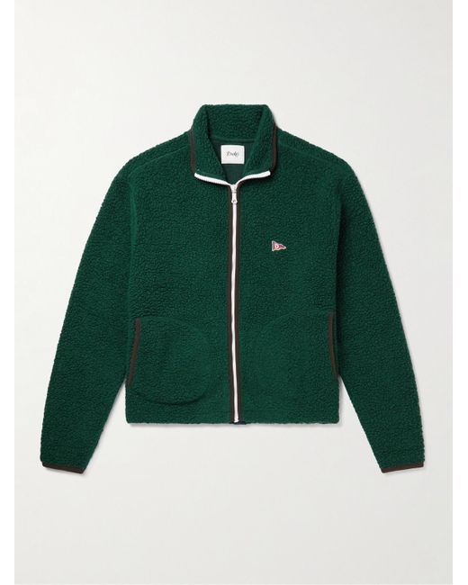 Drake's Green Throwing Fits Logo-embroidered Wool-blend Fleece Jacket for men