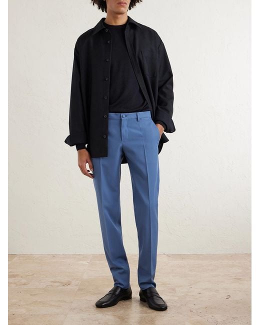 Dolce & Gabbana Blue Slim-fit Straight-leg Wool Suit Trousers for men