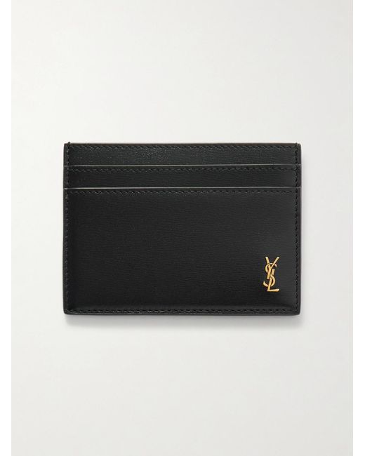 Saint Laurent Black Logo-embellished Leather Cardholder for men
