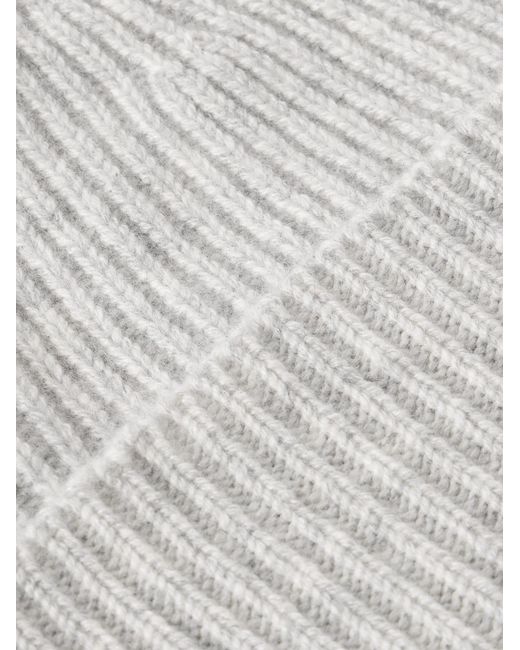 William Lockie White Ribbed Cashmere Beanie for men