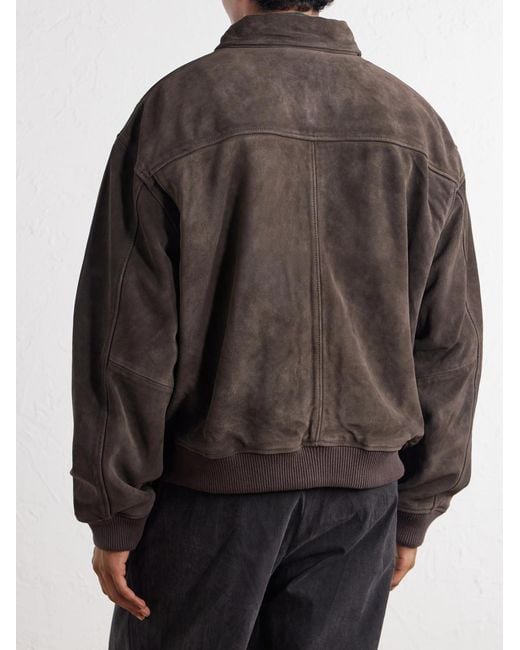 Agolde Brown Emil Suede Bomber Jacket for men