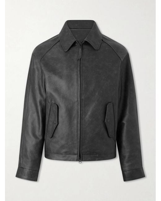 Golden Bear Gray The Dunbear Leather Bomber Jacket for men