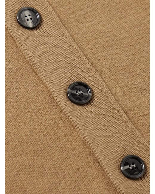 AMI Cardigan aus Schurwolle mit Intarsienlogomotiv in Natural für Herren