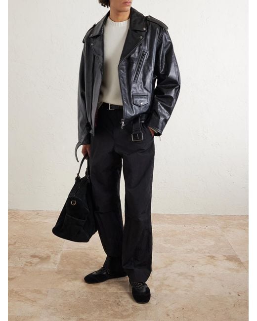 Dries Van Noten Blue Straight-Leg Shell Trousers for men