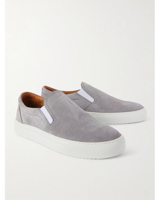 Mr P. White Regenerated Suede By Evolo Slip-On Sneakers for men