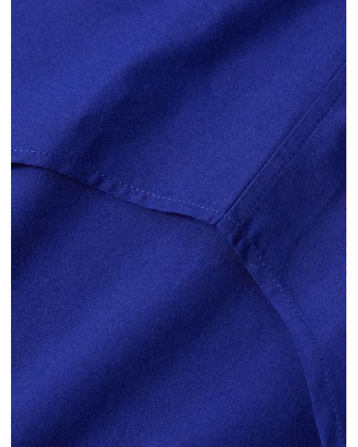 Overshirt in popeline di cotone con logo jacquard e cappuccio di Loewe in Blue da Uomo