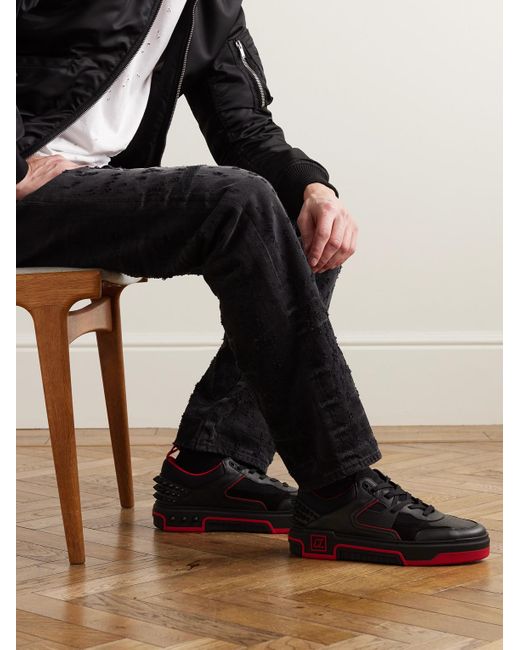 Christian Louboutin Black Astroloubi Leather Low-top Trainers for men