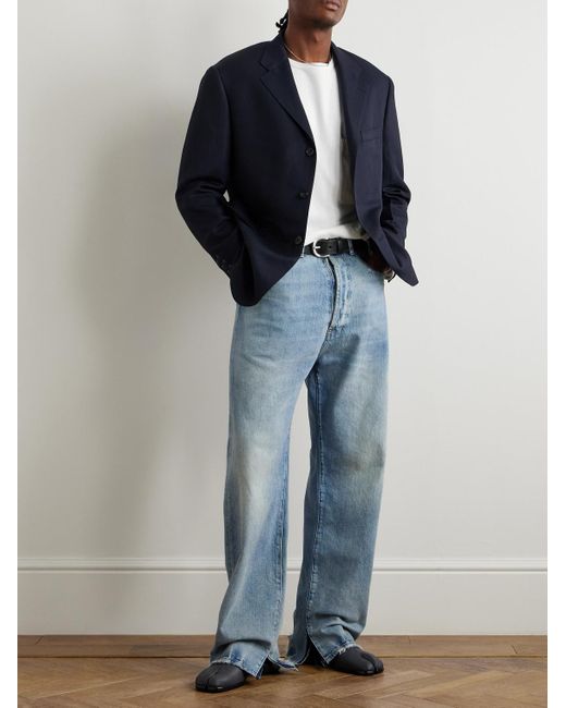 Maison Margiela Sakko aus einer Woll-Leinenmischung in Blue für Herren